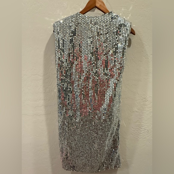 ZARA Silver Draped Sequin Mini Dress – Size Small – NWT - Picture 3 of 9